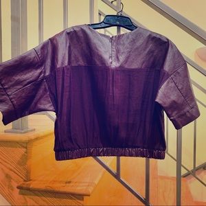 Forever 21 Leather like Cropped Top Sheer Back